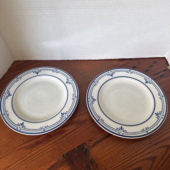 Mikasa Newport Blue and White Cera Stone 8" Salad Plates Set Of 2 - Picture 1 of 8